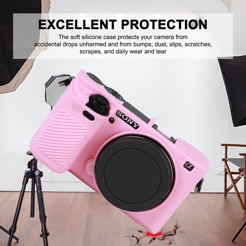 Easy Hood Case for Sony Alpha A6000 ILCE-6000 Digital Camera, Anti-Scratch Soft Silicone Housing Protective Cover Protector Skin (Pink) - Image 3